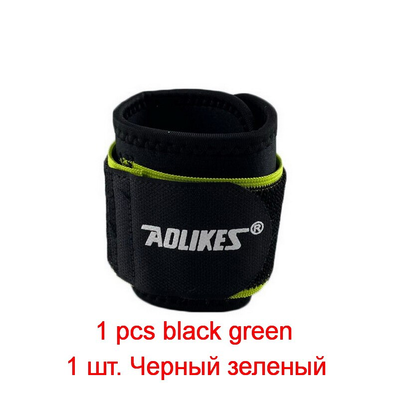 AOLIKES Gym Wrist Strap Prevent Sprain Wrist Support Band Men crossfit Wristband Sports Safety Guard Wrist Protector Wraps: 1 pcs black green