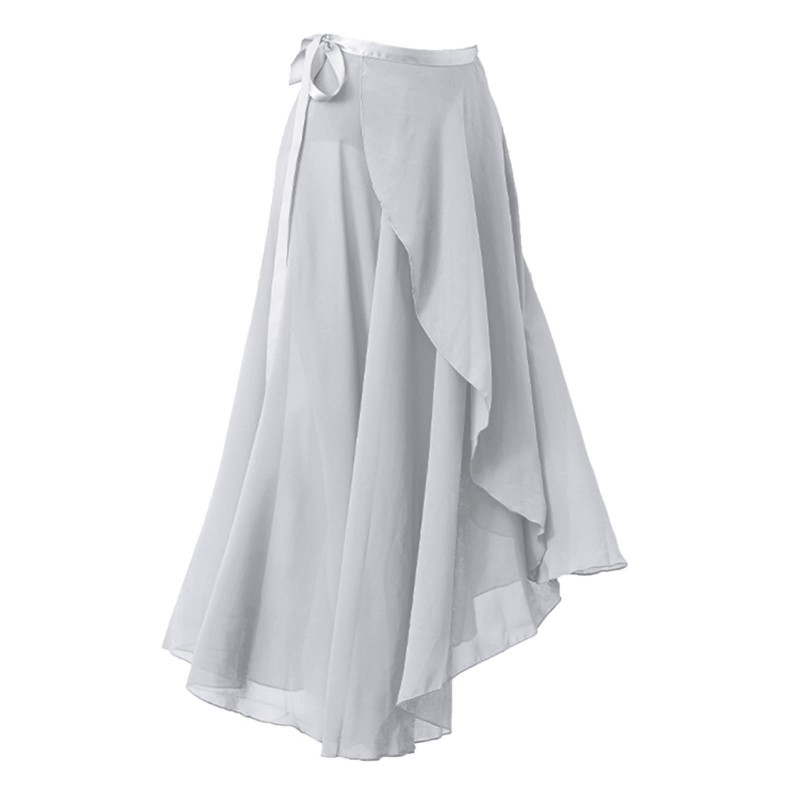 16 Solid Colors Classical Mid-Calf Half Skirt Spring Summer Breathable Long Wrap Skirts for Ladies Ballet Dance Stage Wear: Brown