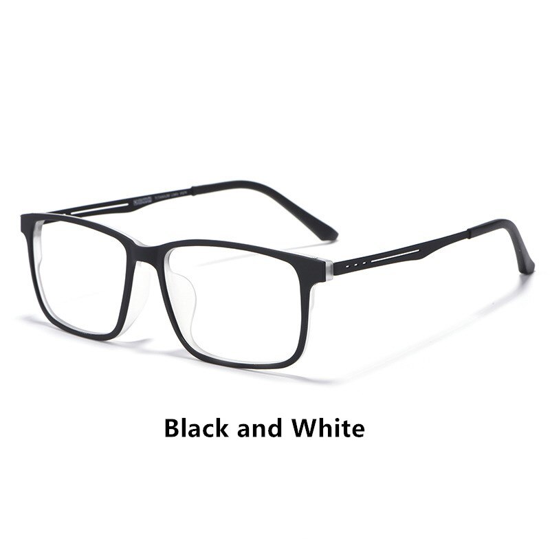 Gmei Optische Pure Titanium Bril Frame Voor Bijziendheid Bril Mannen Licht En Comfortabel Volledige Velg Grote Size Bril Frames 8838: Black white