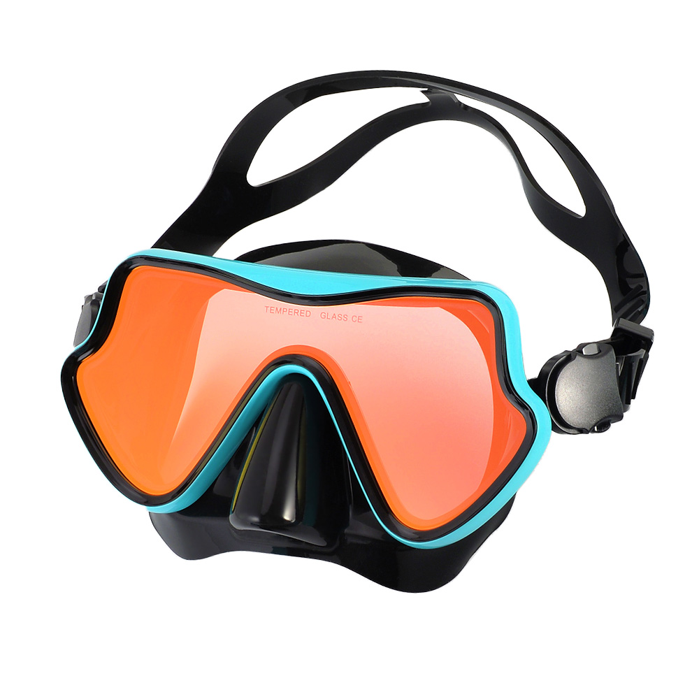 Maschera subacquea per snorkeling Occhialini da nuoto Gonna in silicone Maschera subacquea con lente colorata Vetro temperato Ampia vista per giovani adulti: Grigio chiaro