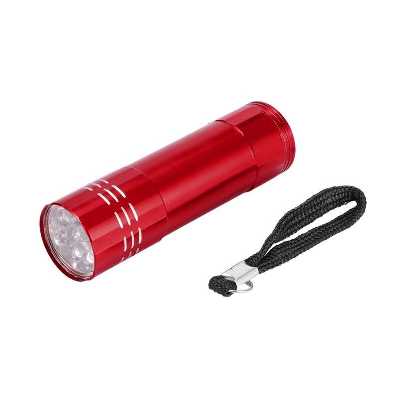 9LED Ultraviolet Lamp 365nm 395nm LED UV Flashlight Ultraviolet Flashlight Torch Light Ultra Violet Flash Light 395nm Blacklight: red