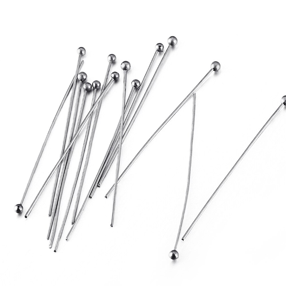 100pcs Stainless Steel Ball Head Pins for DIY Jewelry Making 12-40mm Head Pins Needlework Handmade Components Findings