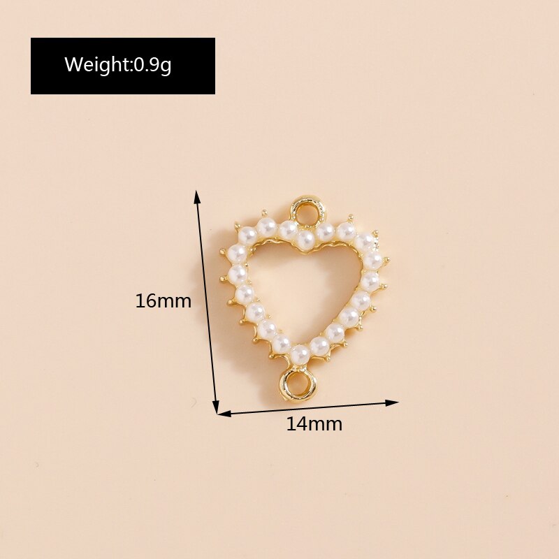 5 pezzi di perle d'imitazione cuore d'amore connettori pendenti per gioielli fai da te creazione di collane fatte a mano bracciali orecchini ciondoli artigianali