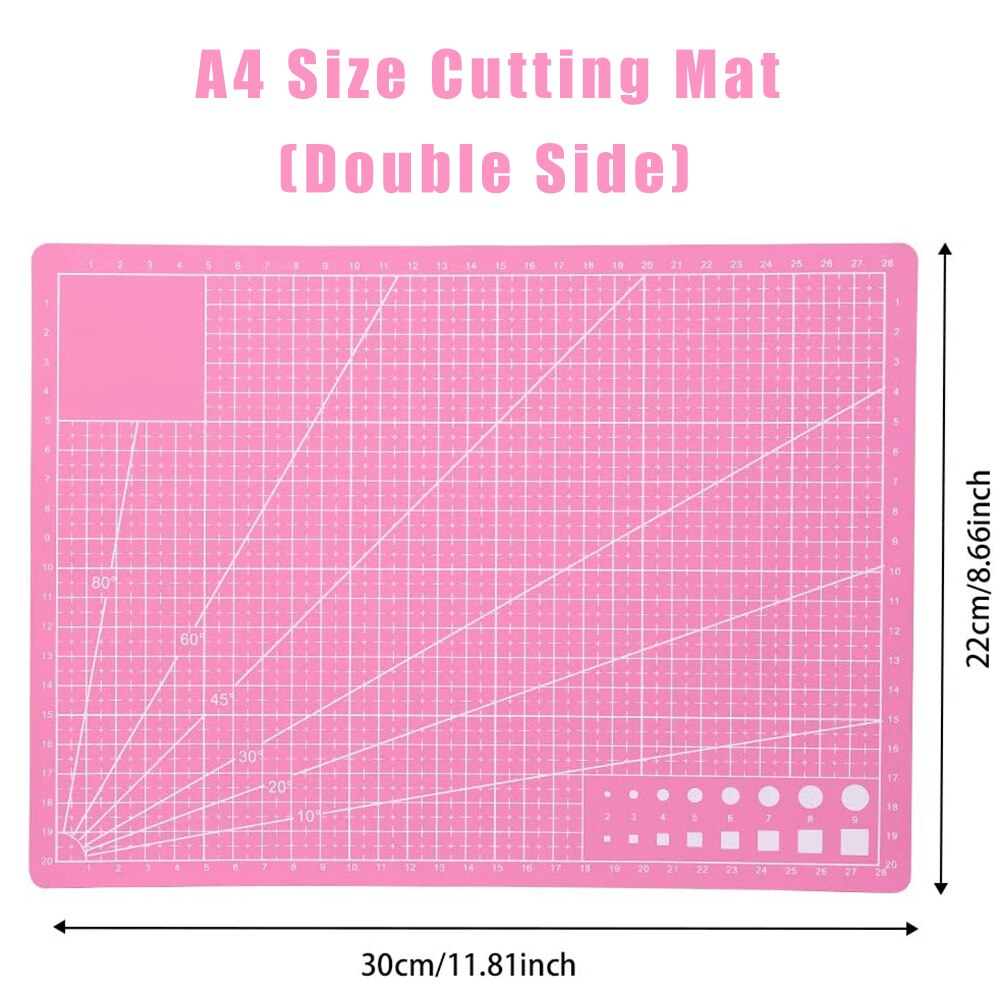 A4/A5 Size Self Healing Cutting Mat Double Sided Pink Cutting Mat for Fabric Leather Crafts DIY Quilting Sewing Cutting Tools: A4