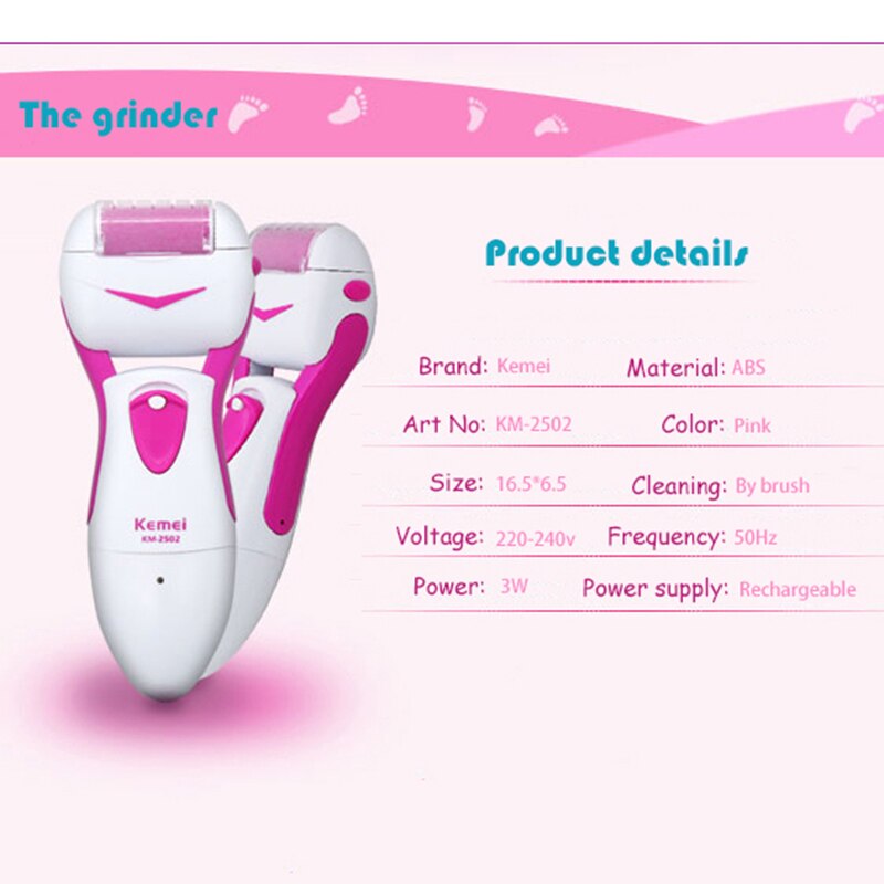 Kemei electric callus remover Top Electric Pedicure Tools Foot Care Tool Pedicure Velvet Smooth Machine Callus Foot file