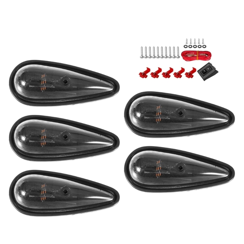 5Pcs Cab Lights Teardrop Cab Lights Waterproof Truck Cab Marker Lights 9 LEDs Roof Running Top Marker Lights