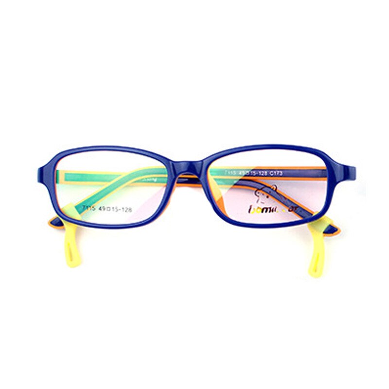 Eyeoomu børnebriller  tr90 silikone optisk ramme til børn med gummi ærme dreng sport pige nærsynethed hyperopi fleksible briller: Blå gul