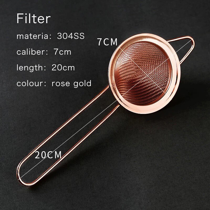 Bar Seele Doppel Deck Wein Filter Cocktail Sieb Edelstahl Sieb Filter Obst Abschaum Professionelle Barmann Werkzeuge: Rose Gold