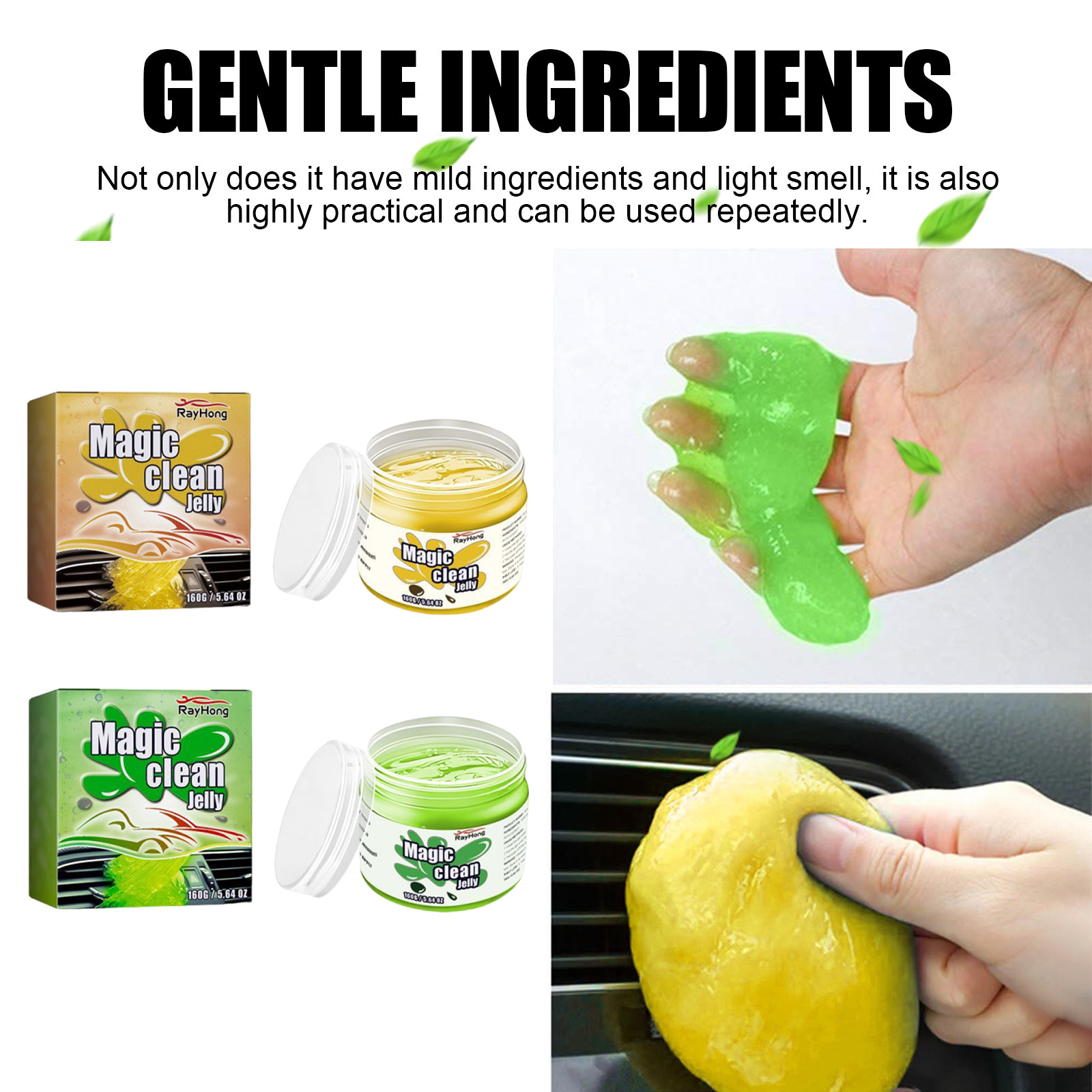 Gel de limpeza de carro 160g - Limpador multiuso de interiores para assentos, painéis e aberturas, sem necessidade de água, removedor de poeira reutilizável