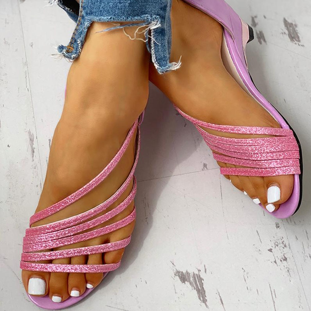 Wedge Med Hak Sandalen Leisure Bling Zomer Slip Op Gladiator Casual Vrouwen Schoenen Vrouw