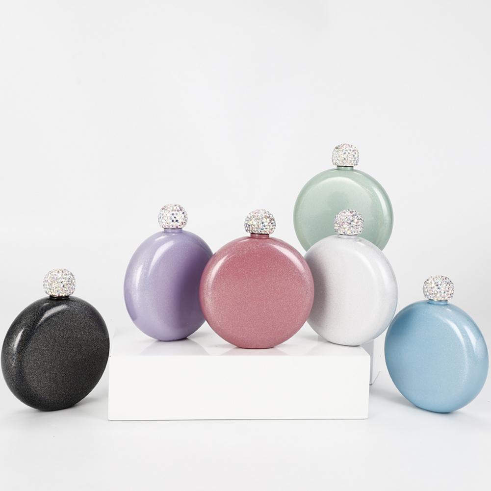 Liquor Hip Flask Lady Portable Wine Jug Stainless Steel Alcohol Flask Crystal Lid Drinkware Bottle Novelty Hip Flask