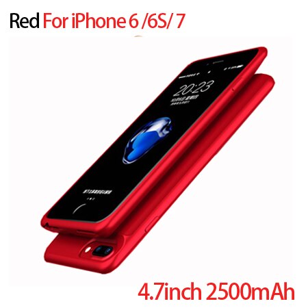 Thin Ultra Slim External Backup Battery Charger Case For iPhone 8 7 6 6s Plus PowerBank Charging Case Cover for iPhone 6 6s 7 8: i6 i6s i7 i8 Red