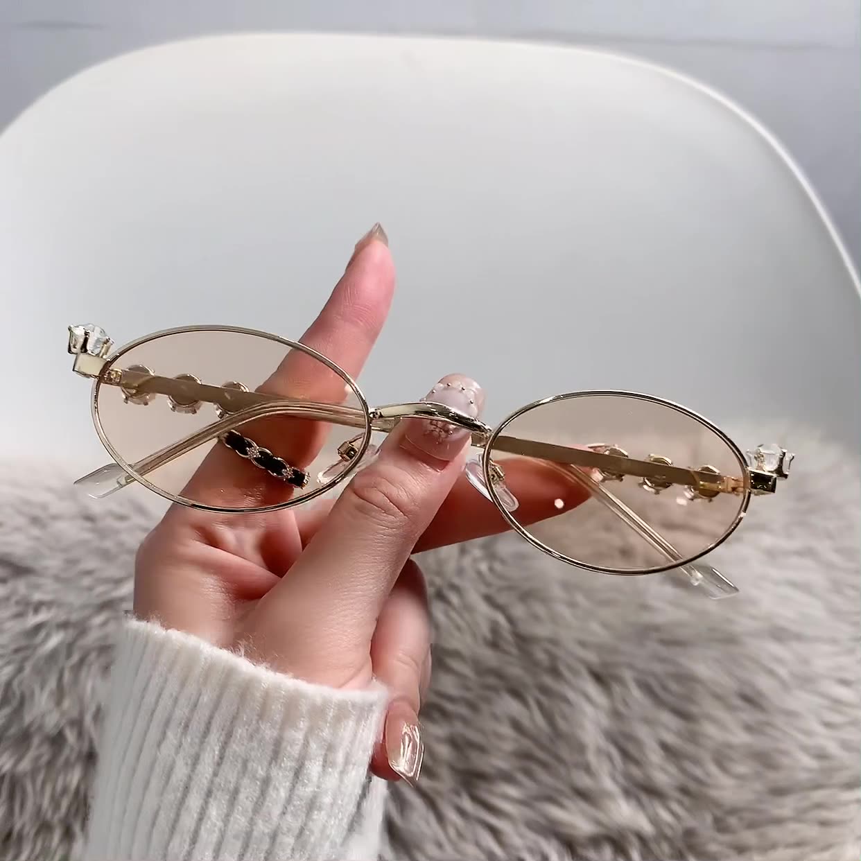 Óculos de sol diamante para mulheres, armação pequena, óculos de sol vintage, marca designer sunglass óculos strass, uv400, nova moda: Laranja