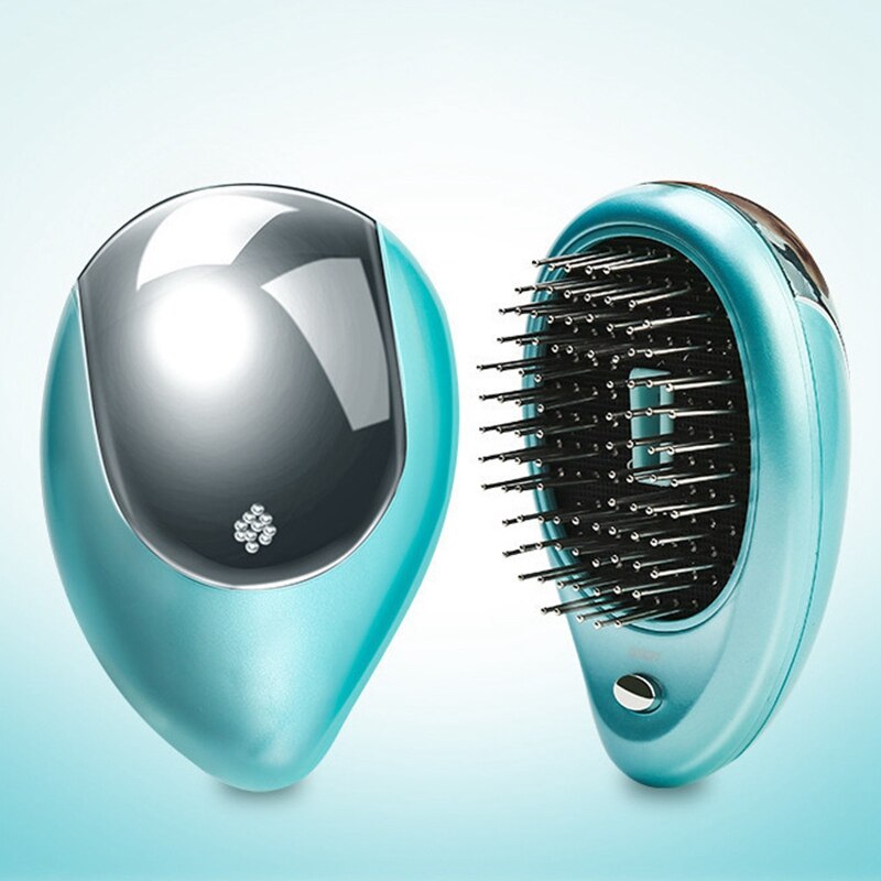 SANQ cepillo eléctrico portátil de pelo iónico alisador de pelo cepillo peine de iones negativos masaje antiestático peine de pelo lacio verde