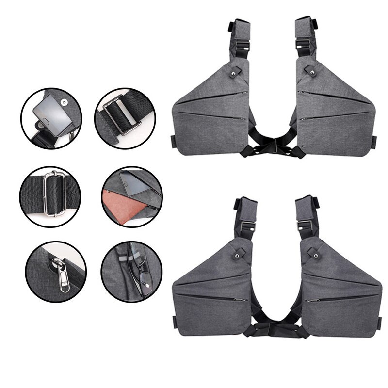 Bolsos de hombro de para hombre, mochila antirrobo para hombre, mochila de lona Casual para hombre, bandolera para motocicleta, bolsa gris