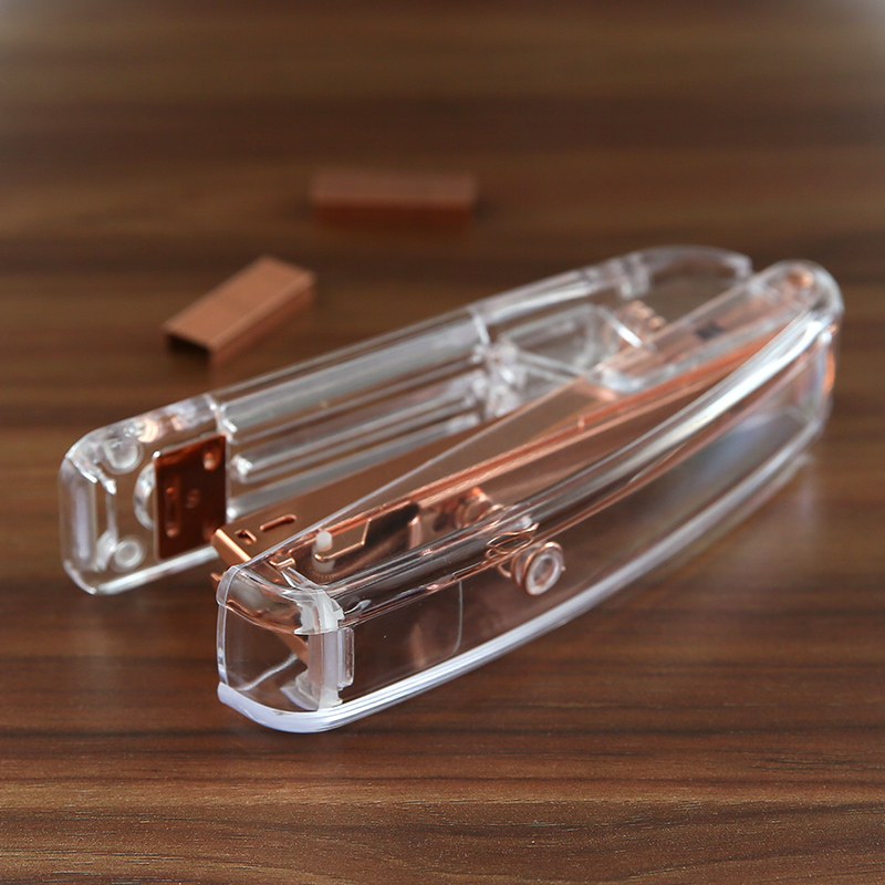 Rose Gold Metal Manual Stapler Transparent Acrylic Stapler NO.10 Durable Gold Color Stapler 4000pcs Staples