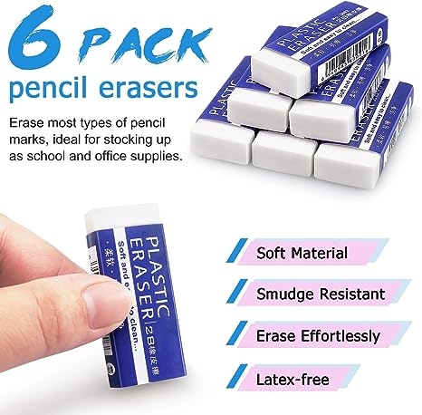 Soft 2B Eraser White Made in China, PVC Plastic Rubber Pencil Eraser Students Drawing Tool, Sketches Paintings Fine Arts Eraser: Red