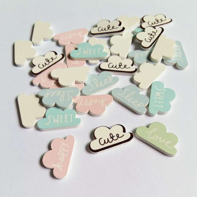 50 Stks/pak Geen Gaten Cloud Patroon Houten Knop Decoratieve Houten Knoppen Voor Diy Naaien Handgemaakte Scrapbooking Craft