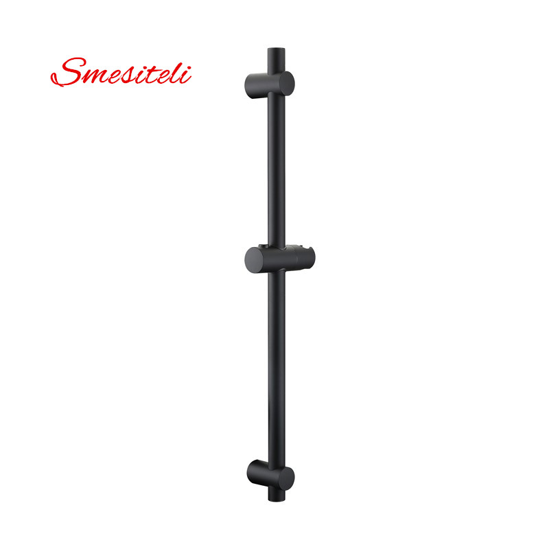 Smesiteli mat sort finish rustfrit stål & abs plast glidestang brusestang & brusehovedholder badeværelsesstang