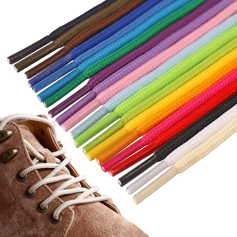 1 par runde solide snørebånd top polyester sko blonder solid klassisk rund snørebånd sneakers støvler sko snor