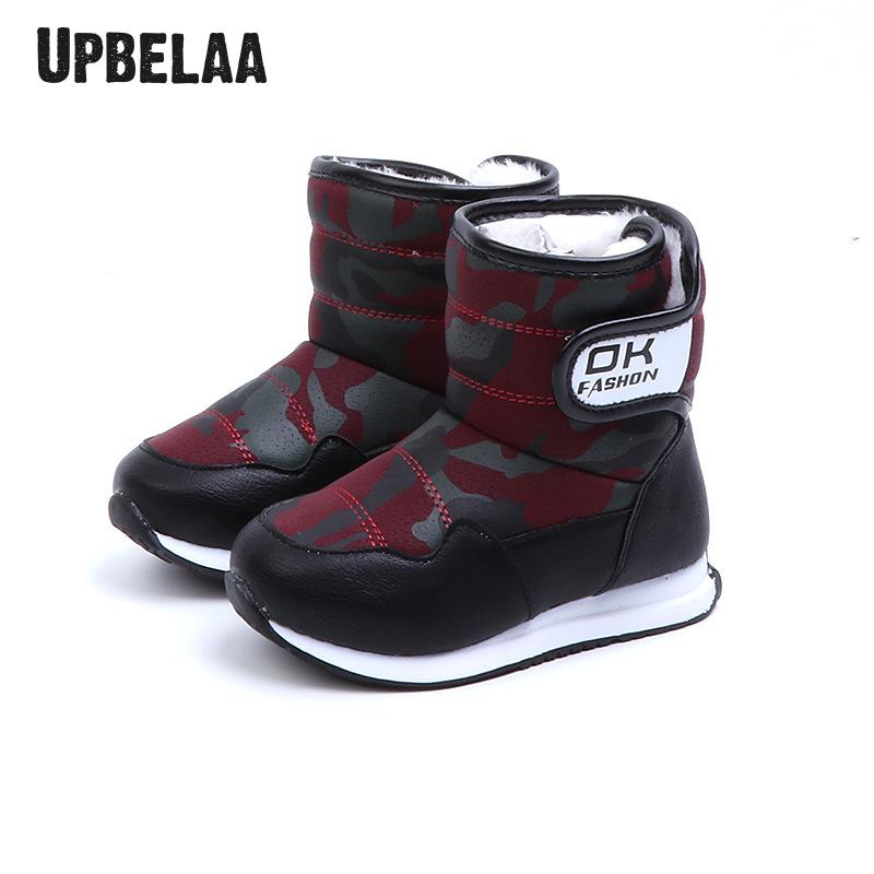 Kinderen Schoenen Winter Jongens Laarzen Katoen Pluche Mode Camouflage Kinderen Korte Laarzen Outdoor Waterdichte Meisjes Snowboots Antislip