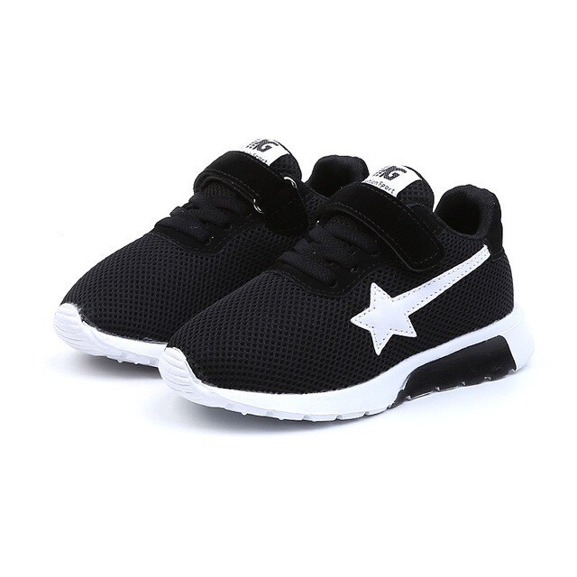 Kinderen Sneakers Kinderen Jongens Meisjes Ster Mesh Ademend Sport Running Sneakers Schoenen Chaussures Enfant Casual Kids Sport Schoenen: Black / 10