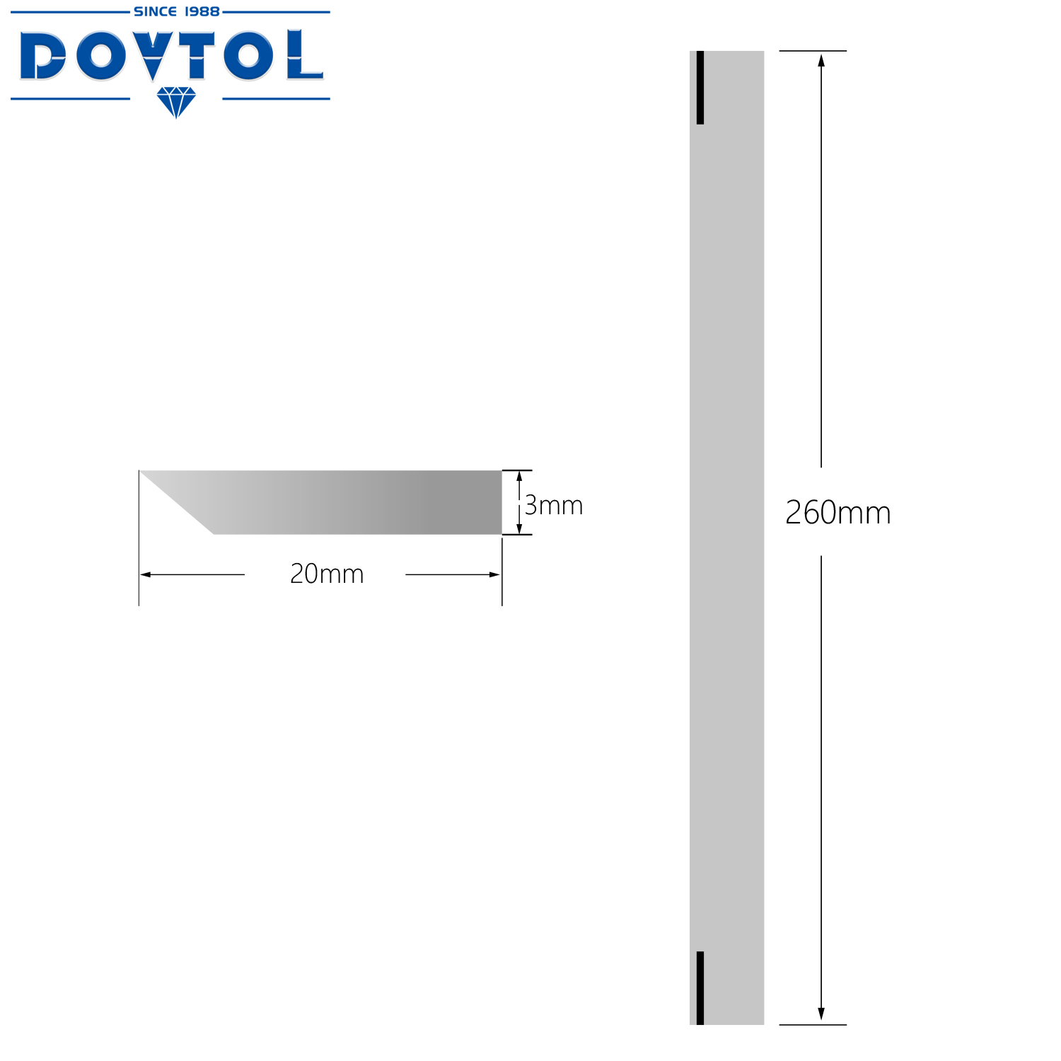 Cuchillas cepilladoras de 260x20x3 mm HSS 1 pieza de repuesto para cuchillas cepilladoras industriales y de unión o todas las cepilladoras de 260 mm de espesor