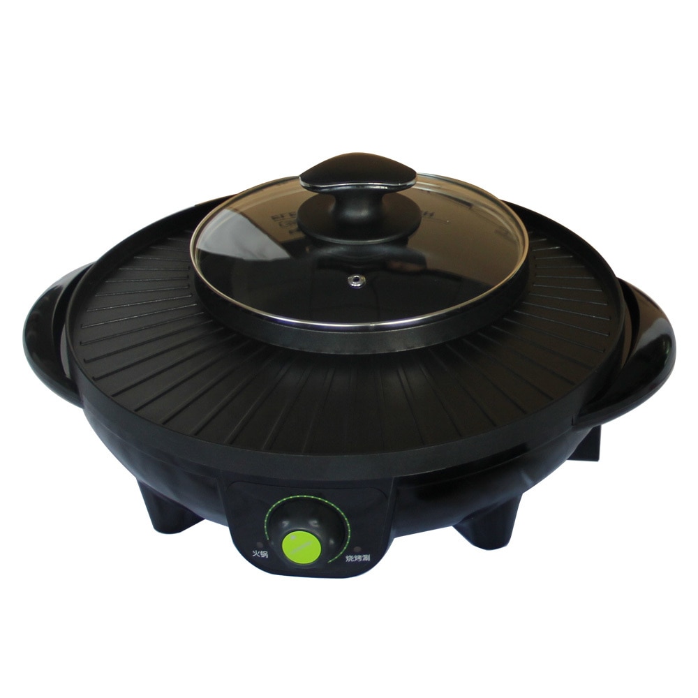 Hushållsugn rökfri sköljpanna elektrisk grill 2 in 1 spis och kastrull kokare