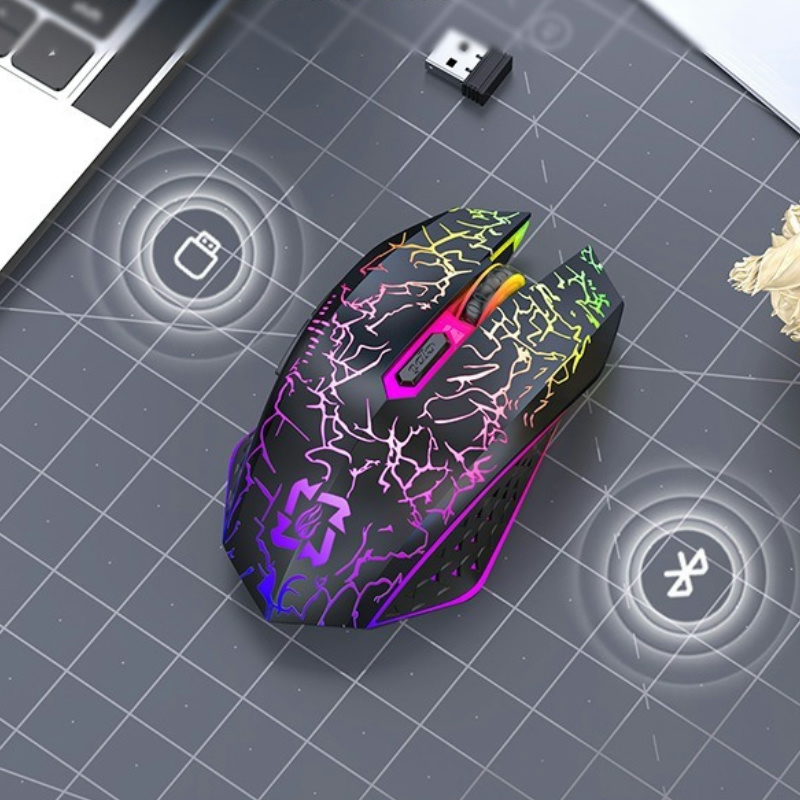 2.4G Bluetooth Draadloze Muis Oplaadbare 7 Kleuren RGB LED Backlit Gaming Muis Ergonomische Muizen voor Gamer Computer Laptop iPad