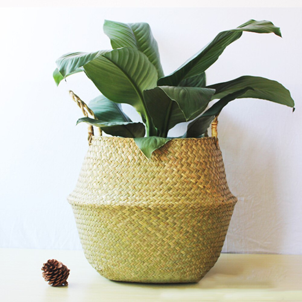 Seaweed Wicker Basket Rattan Hanging Flower Pot Laundry Room Dirty Clothes Basket Storage Basket Wicker Toy Basket Storage Bag