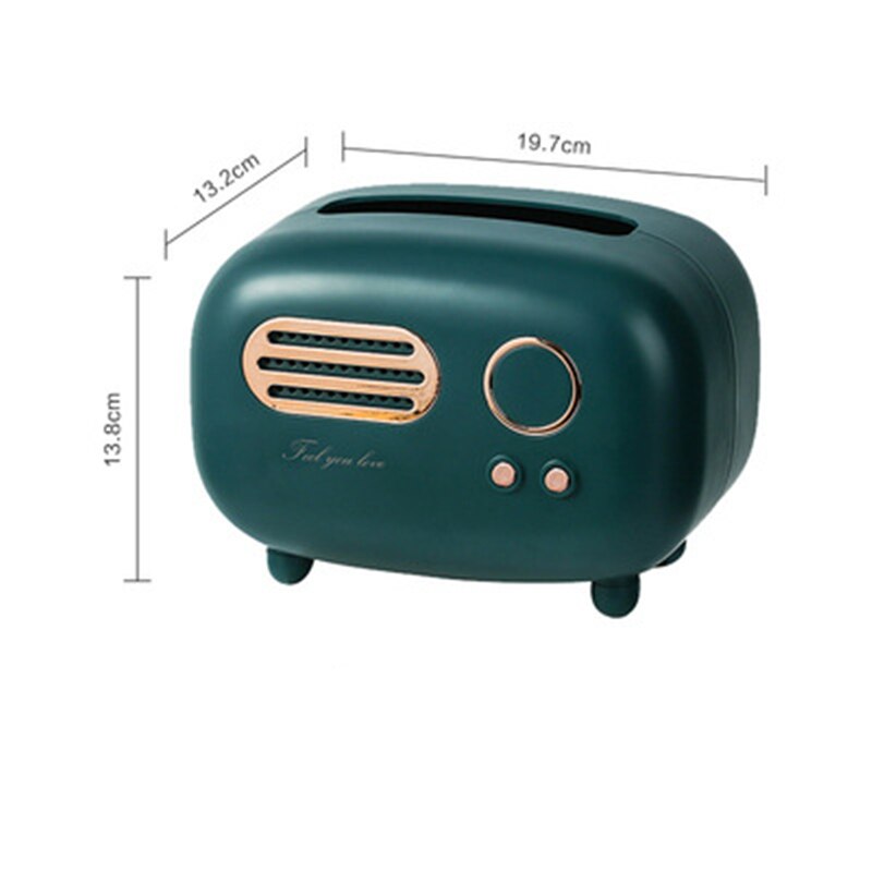 Modelo de mesa de Radio de papel de escritorio, servilleta Retro antideslizante, para el hogar, dispensador de decoración, caja para manualidades, toallitas con forma: Verde