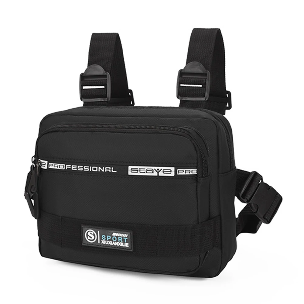 Männer Molle Brusttasche Anti-Diebstahl Oxford Molle Schulter Weste Taschen verstellbar sicher multifunktional leicht für draussen-Camping: Schwarz