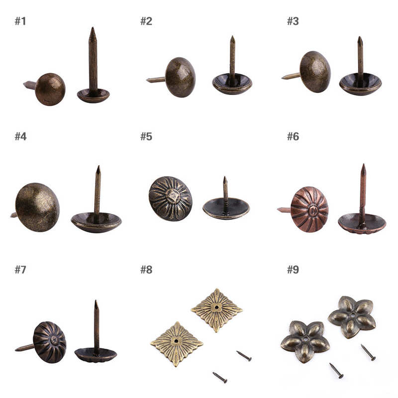 Tachuela decorativa Vintage para muebles, tachuela decorativa con etiqueta metálica de bronce para muebles, sofá y puerta de zapatos, 100 Uds.