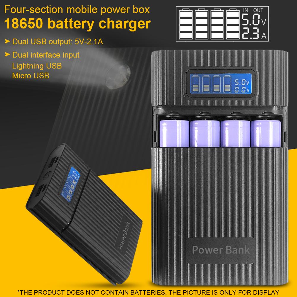 18650 Batterij Lader Lcd Digitale Display Mobiele Power Box Fast Charging Oplader Power Bin Dual Usb-uitgang
