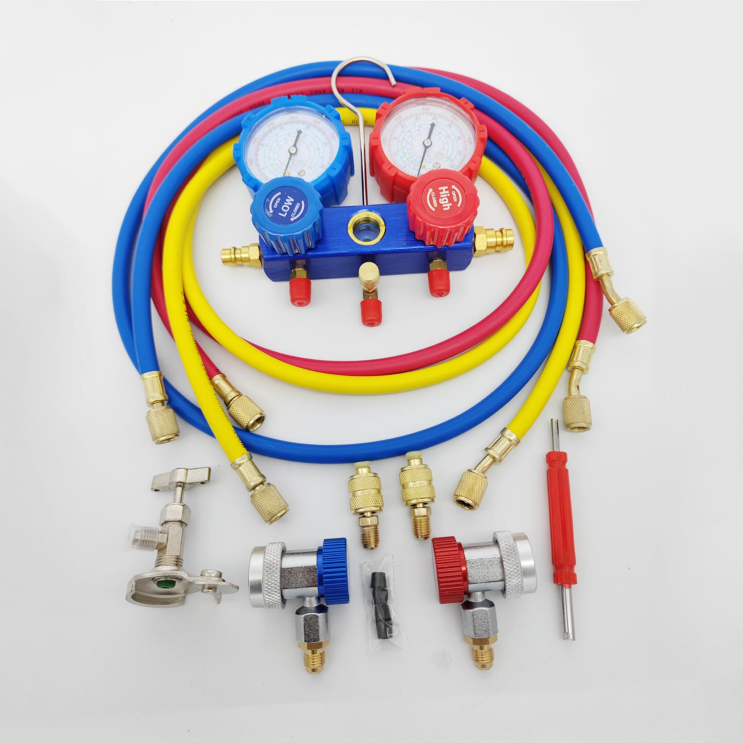 Kit de manómetro de presión de aire acondicionado para coche, conjunto de manómetro de refrigerante R22, R-410A, R-134a, R-404A, caja de almacenamiento,
