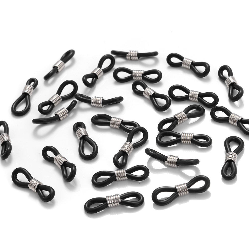 50 Uds. Conector de gancho para la oreja para gafas, cadena para gafas, extremos de retenedor, soporte para cable de cuerda, retenedor de correa, accesorios de bucle final: YELLOW