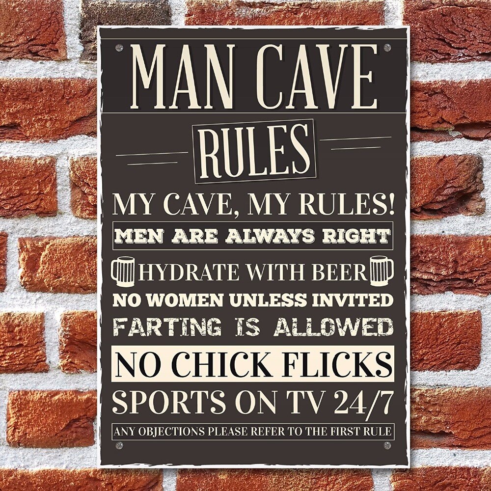Meijiafei Man Cave Rules Hanging Sign Funny Father's Day Sign Man Cave Shed Sign Grandad Sign 8.3"x 11.7"