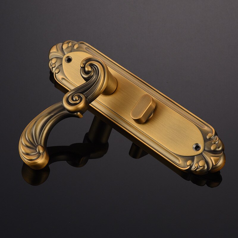 Room door lock wooden door lock bedroom American yellow ancient house door lock black mute household universal indoor door lock