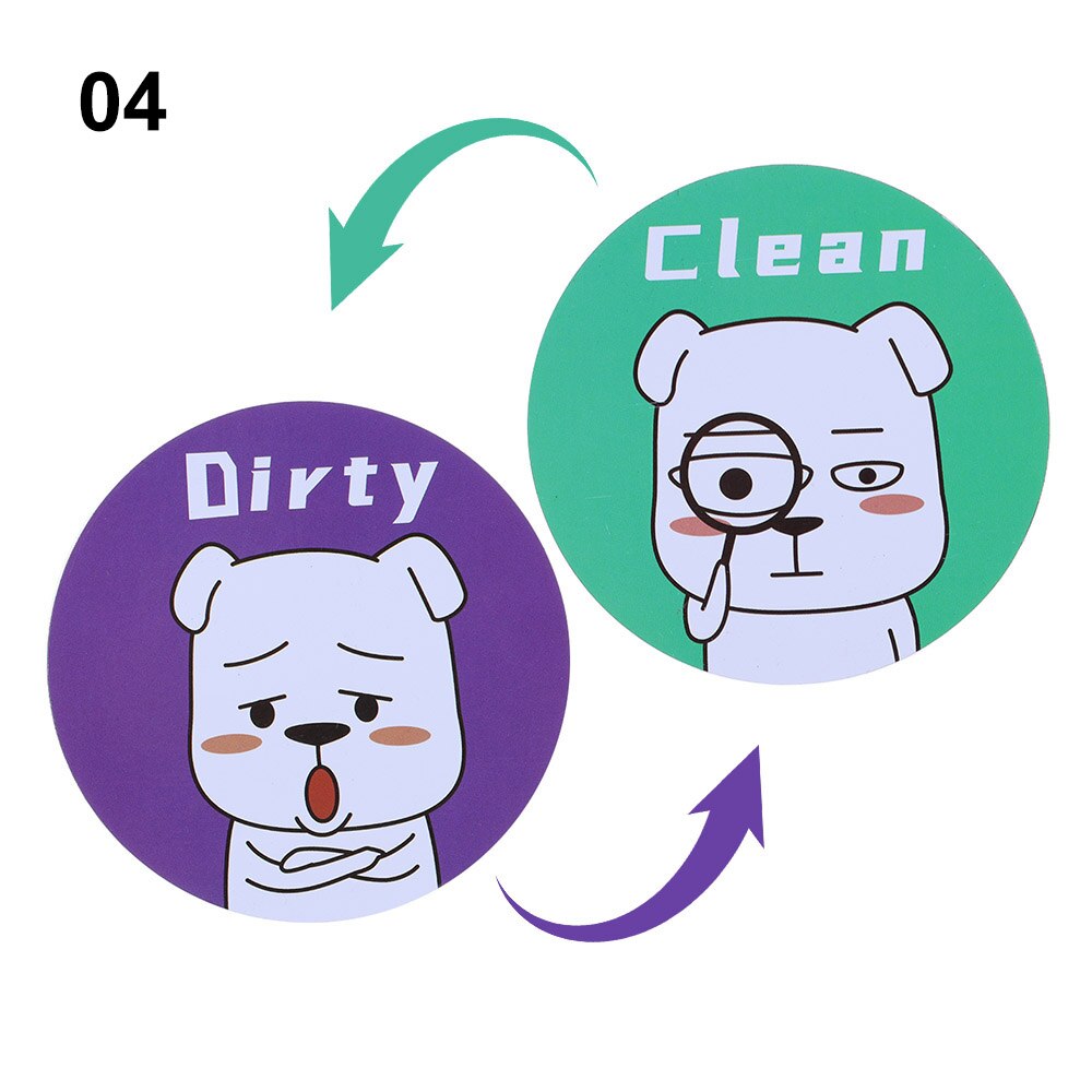 1PC Double Sided Dishwasher Fridge Magnet Reusable Clean Dirty Sign Household Home Living Bamboo Home Decor Magnetic Sticker: 04