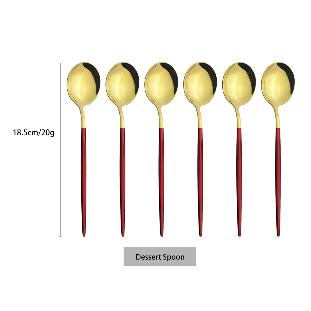 6Pcs/Set Stainless Steel Dinnerware Colorful Dessert Spoon Cutlery Set Dinner Spoon Coffee Spoons Tableware Kitchen Silverware: Red Gold