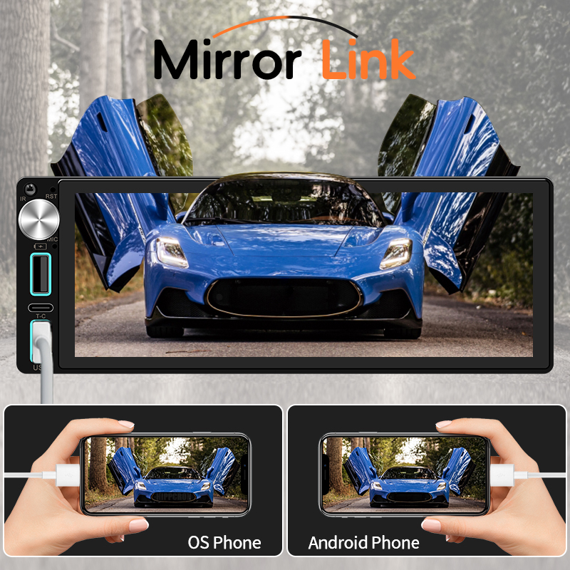 Radio de coche Audio 1Din Universal 6,86 pulgadas reproductor de vídeo Multimedia para coche pantalla IPS Bluetooth 5,0 USB/tipo-c carga soporte cámara