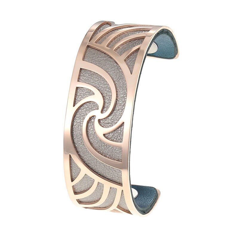 Cremo roségouden manchet bangle bijoux acier inoxydable femme manchette armband omkeerbare lederen band sieraden: 6