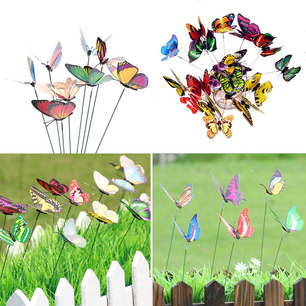 Tuin Ornament Tuin Decor Gazon Decoratie Vlinder Plastic Creatieve Levensechte Mooie 5 Stks/partij 3D Dubbele Yard Bloempot
