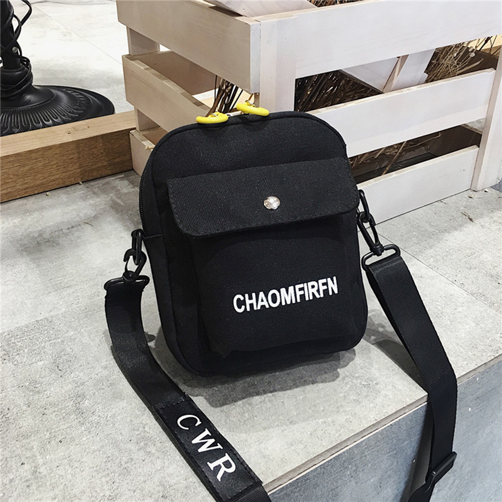 Women Shoulder Bag Chest Bags Pure Color Casual Tote Girls Outdoor Canvas Handbag Zipper Messenger Bag sac main femme