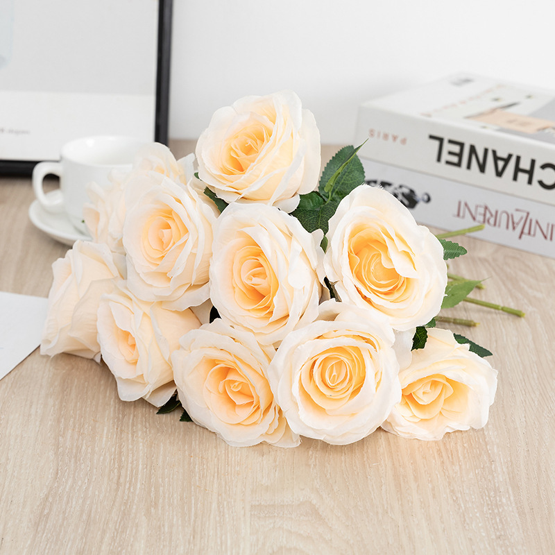 Ramo de flores artificiales, hojas de eucalipto de rosa blanca y roja, decoración de boda, flor falsa de peonía para , de decoración del hogar, 1 Uds.