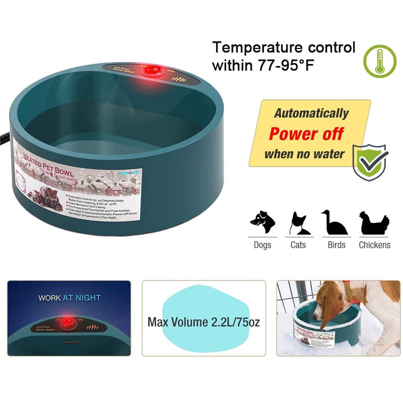 Verwarmde voerbak voor huisdieren, voerbak voor honden, katten, puppy's, winterverwarming, voerbak voor huisdieren, voedselcontainer, voerbak