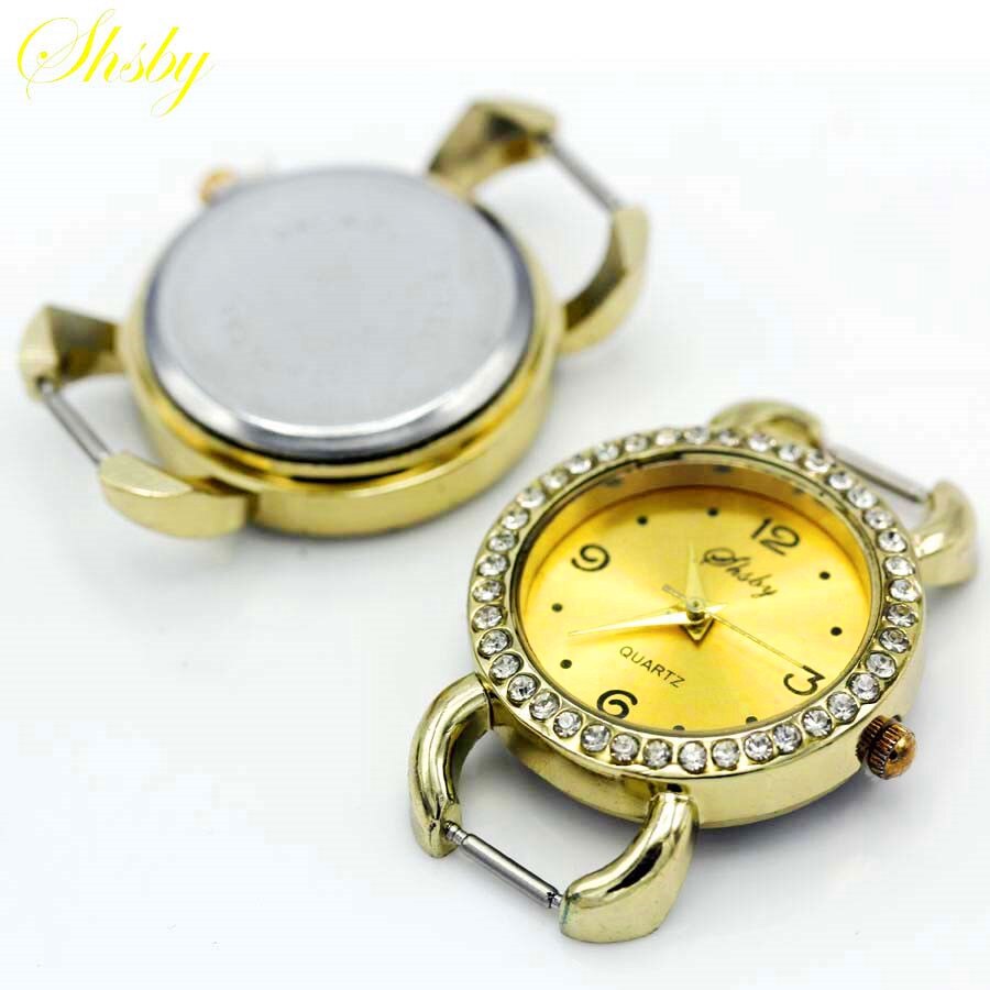 Shsby Diy Persoonlijkheid Goud Zilver Strass Horloge Header Romeinse Cijfers Cirkel Horloge Tafel Core Horlogeband Horloge Accessoires