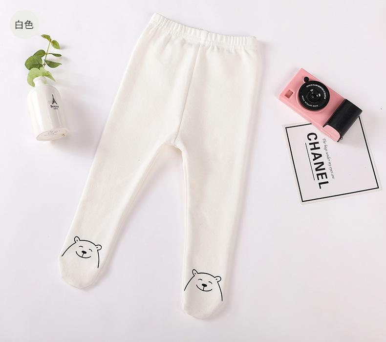 Automne hiver dessin animé ours bébé Leggings coréen bébé filles en peluche bas collants belle infantile vêtements -né pantalon: White Thicken Winter / 12M