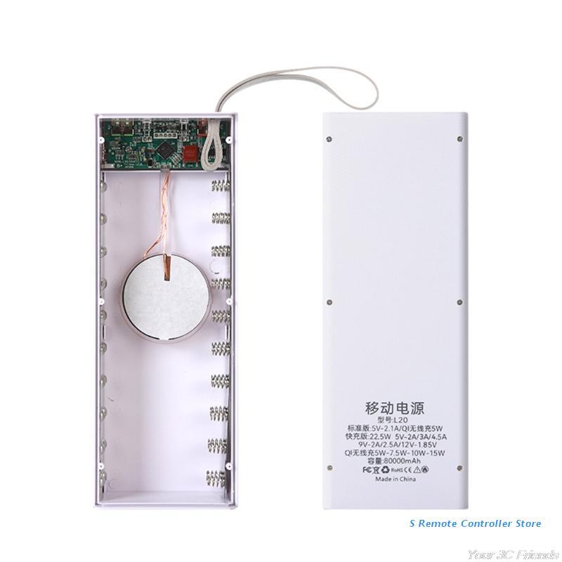 Portable External Box Detachable 22.5W QC3.0 PD LCD DIY 20x18650 Battery Case Power Bank Shell Powerbank O19 21: -W-C