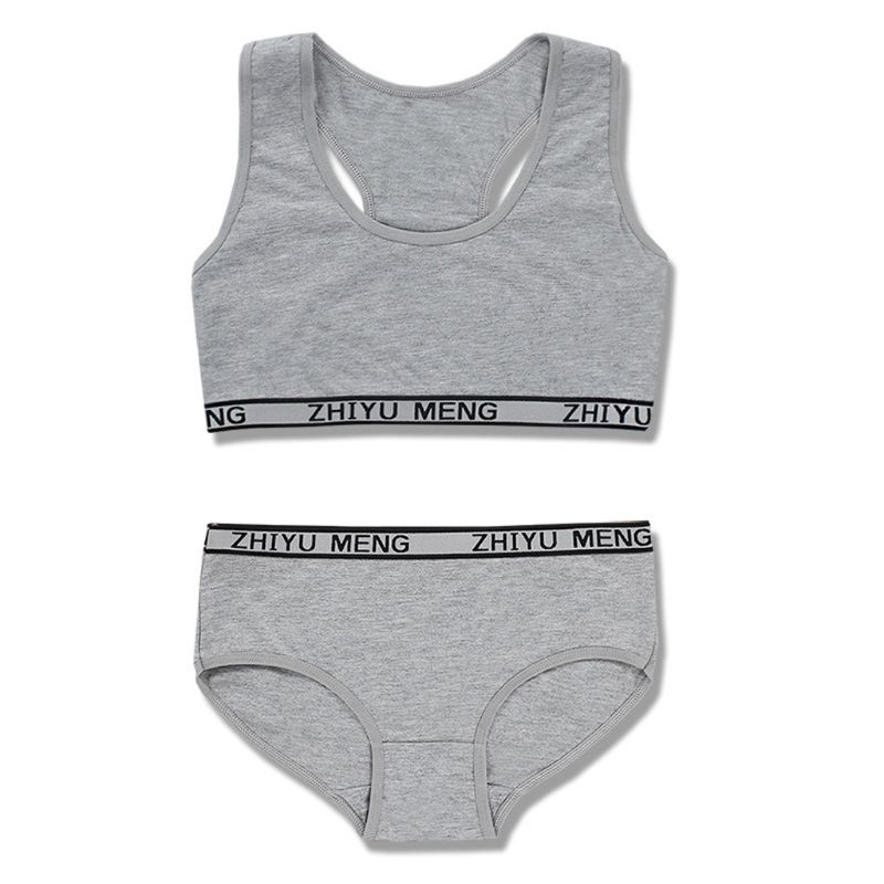 Training Bras Set for Girls Teenage Underwear Set Cotton Underwears for Girls Bra for Teens Children Bras Girl Underwear: Gray
